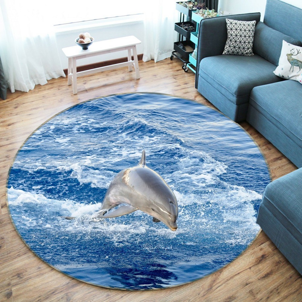 3D Dolphin Jumping O1917 Animal Non Slip Rug Mat Elegant Photo Carpet Fay