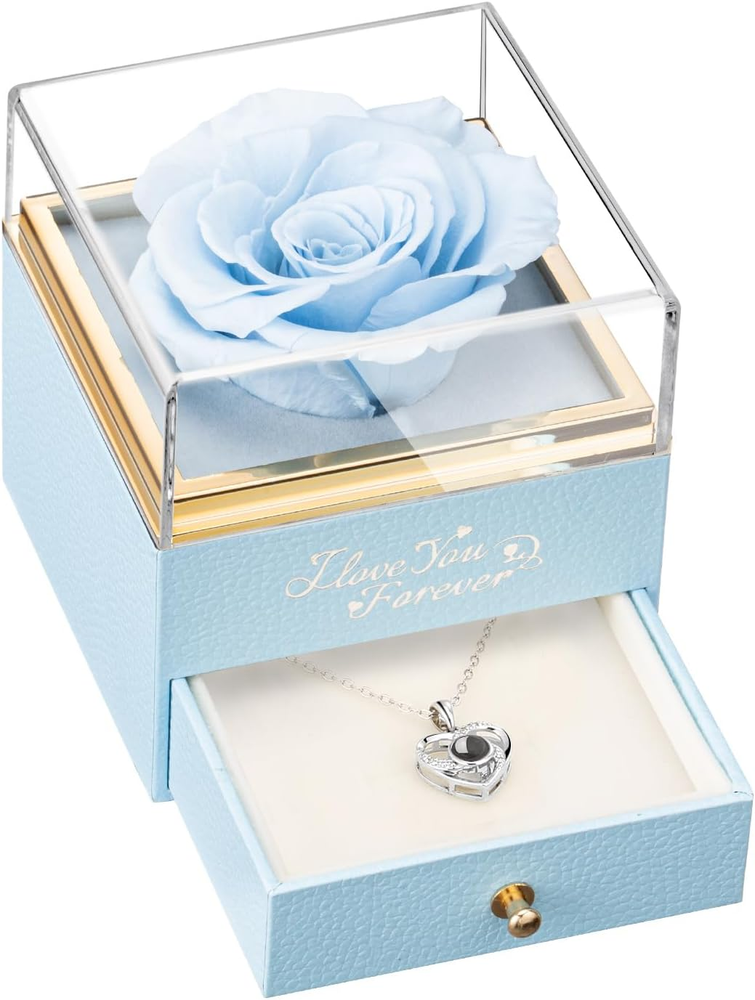 Eternal Light Blue Rose - Preserved Flower Gift for Her on Any Occasion