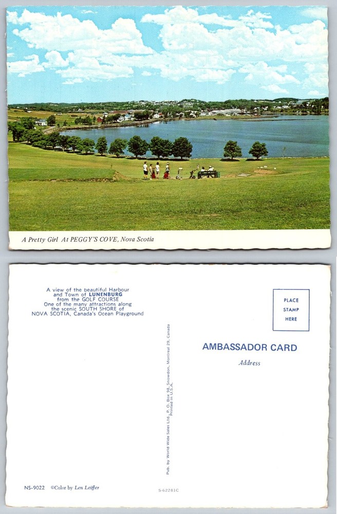 Lunenburg Nova Scotia Golf Course Harbour View Vintage Postcard Len Leiffer