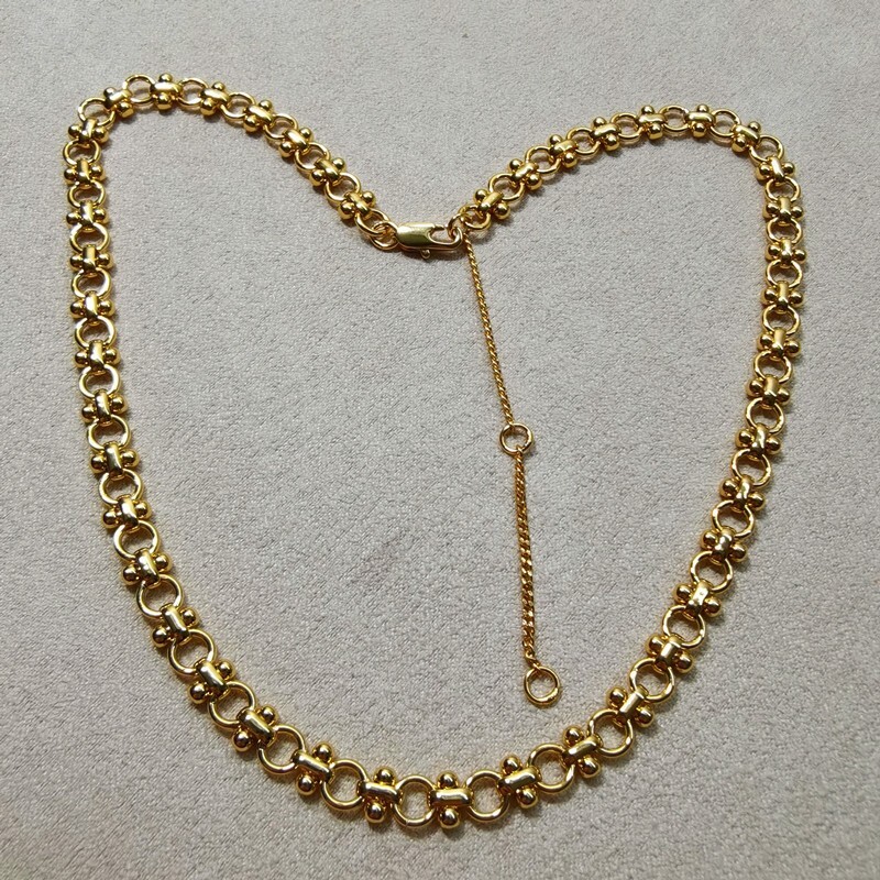 Nice 17'' Women's Brass Necklace with 14K Gold Plated Collarbone Chain Jewelry