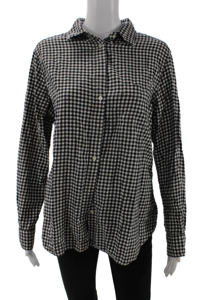 Uniqlo Womens Black Check Collared Button Up Shirt Long Sleeve Cotton Size XLFree Shipping in US $100+ Orders | $6.95 Orders Below