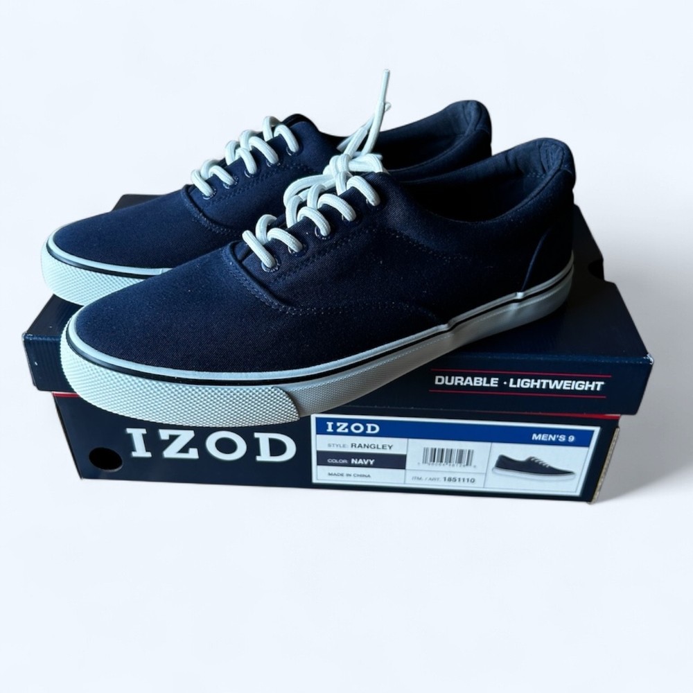 Izod Rangley Men's Lace Up Casual Canvas shoe Memory Foam Navy size 9