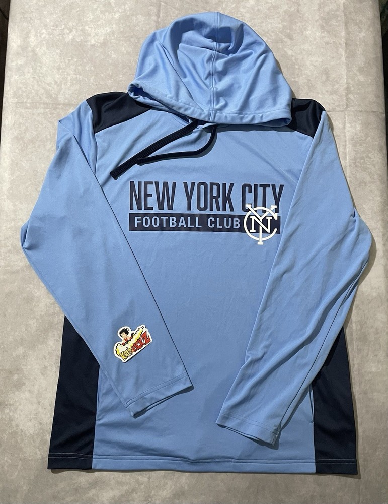 NYCFC New York City MLS DriFit Hoodie Trainer Jersey Size Large