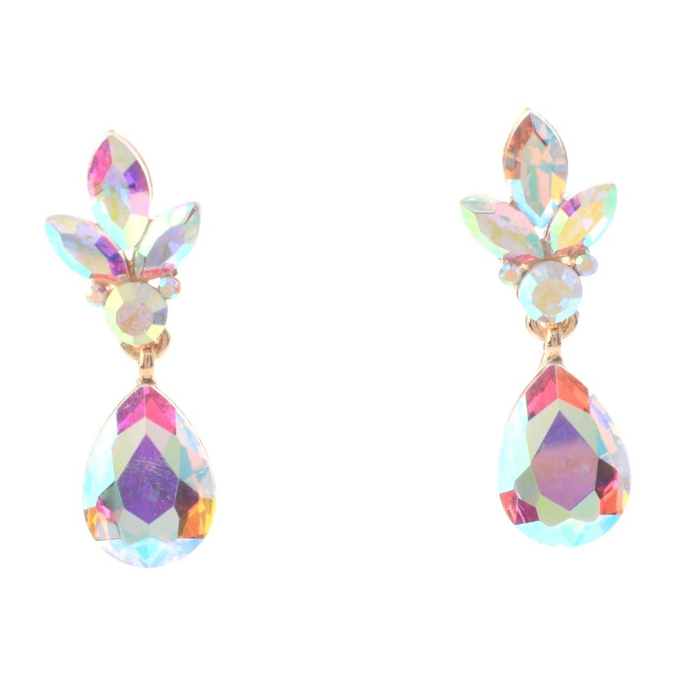 Gold Tone Alloy Metal Crystal Rhinestone Drop Post Earrings ER2563-GAB