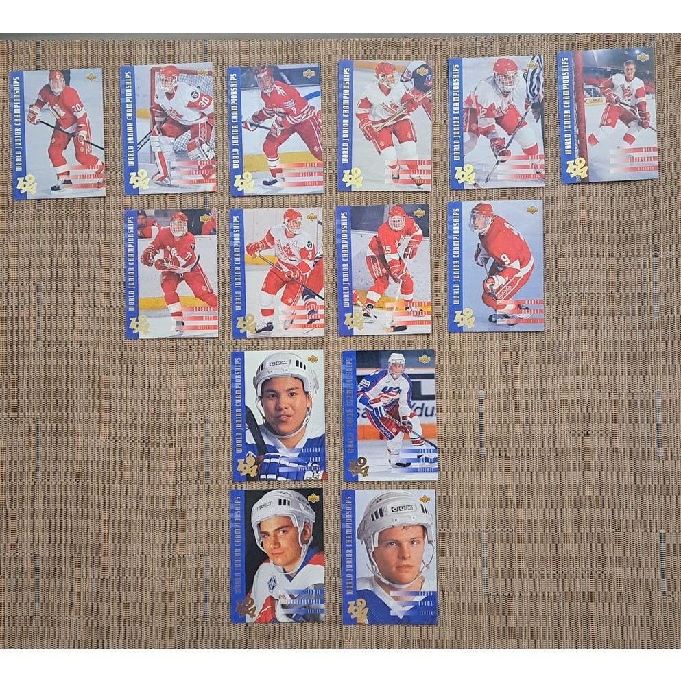 Set of 14 Upper Deck World Junior Championships Hockey 1994 Trading Cards