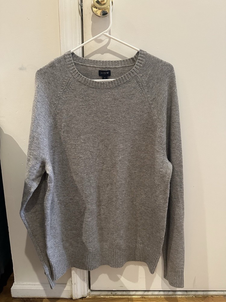 Never Worn J. Crew Sweater Men's Large Gray Crew Neck Lambs Wool Blend Sweater