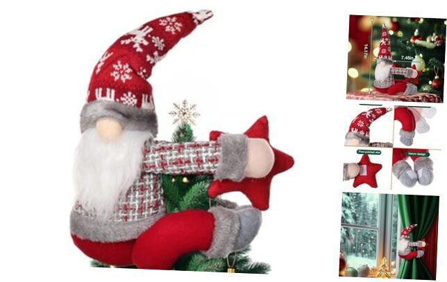 Christmas Tree Topper Decorations,Gnome Christmas Tree Star Topper,Unique