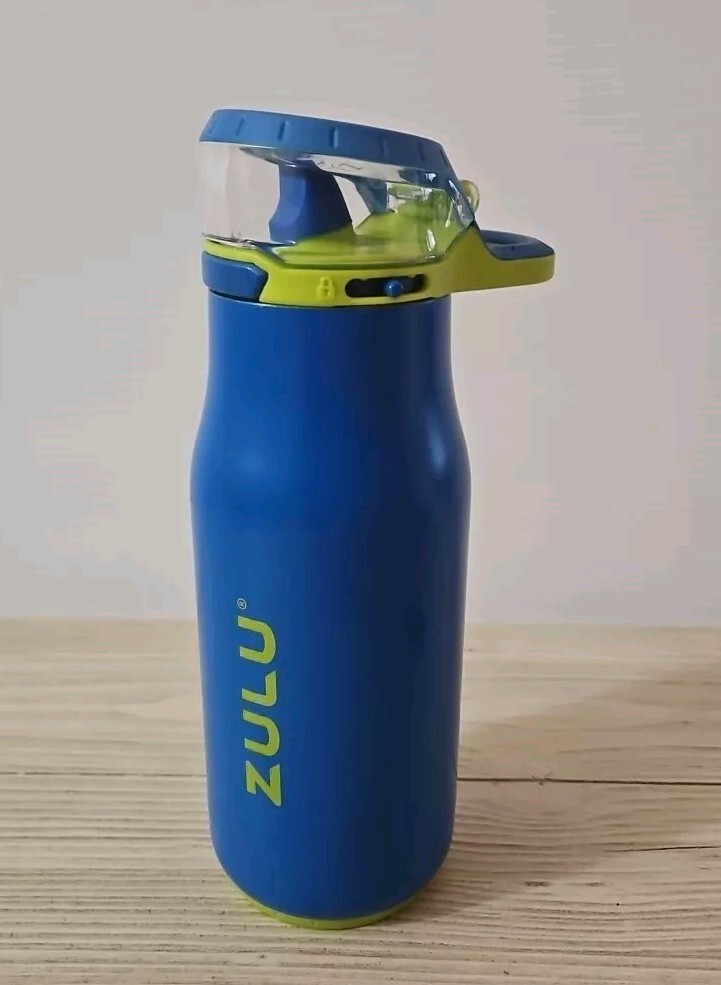 ZULU 14 Oz Kids Push-Button Flip Top Water Bottle EUC