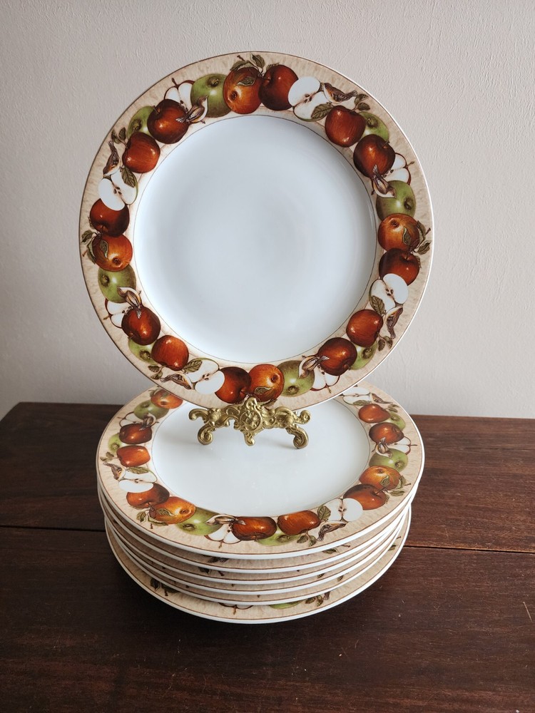Set of 7 Vintage David Carter Brown Apple Orchard Sakura Oneida Plates