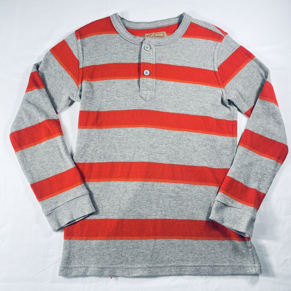 Boys Henley Long Sleeve Thermal Shirt Striped Belk Red Camel Gray Boys M