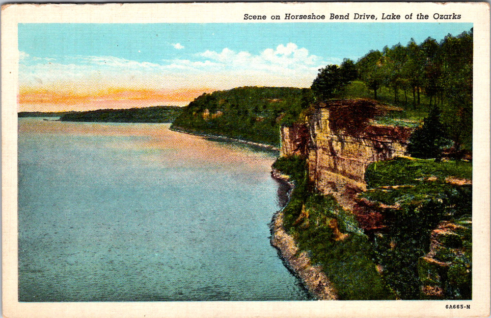 Vintage Postcard Horseshoe Bend Drive Lake of the Ozarks Missouri