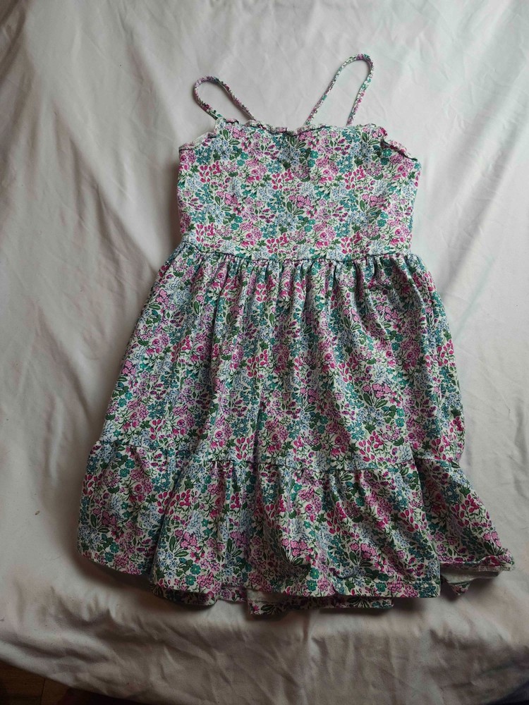 Janie And Jack Sundress Girls Size 10 Green Floral Tiered Sleeveless Square Neck