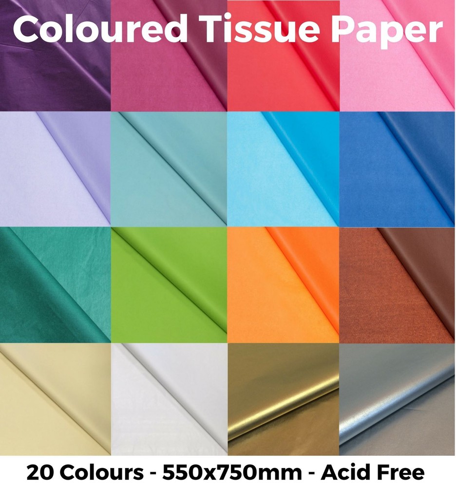 Premium Acid-Free Colored Tissue Paper - 20 Vibrant Hues - 500x750mm-image