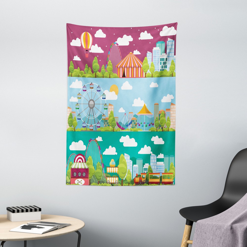 Colorful Tapestry Carousels Slide Swings Print Wall Hanging Decor