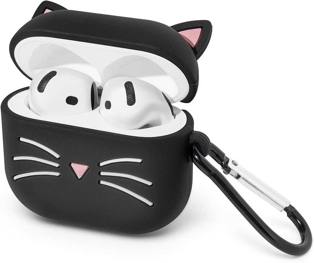 for AirPods 4 Case, Cute Black Whisker Cat AirPods 4th Generation (2024) Case