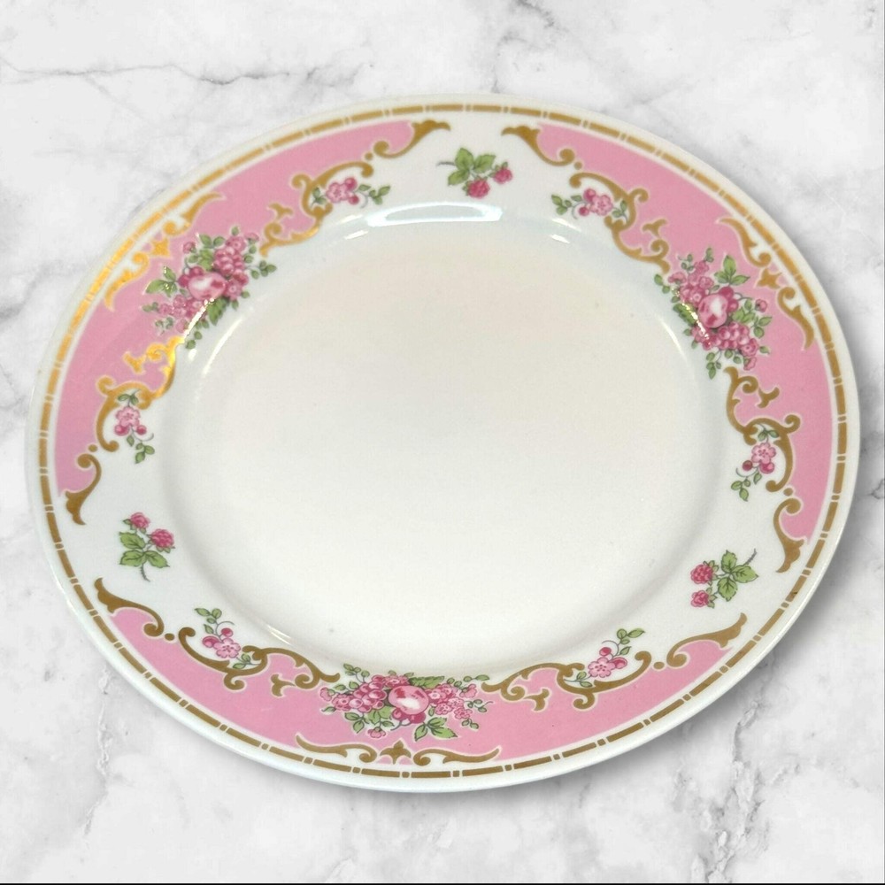 JLMENAU Pink Floral 4 Salad Plates 7 3/8” One Chip Others Excellent GDR