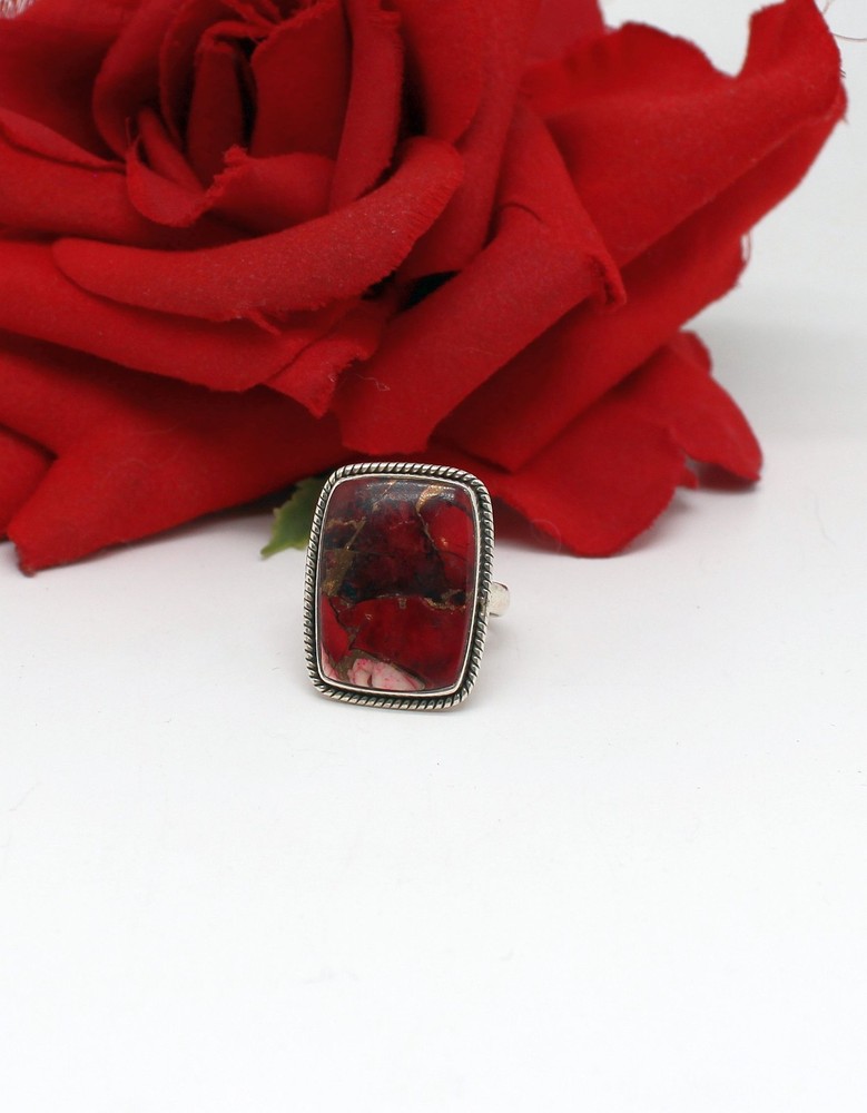 Sterling Silver  NWT Red Dahlia  Turquoise Ring  Size 9 8.19g  CAT RESCUE