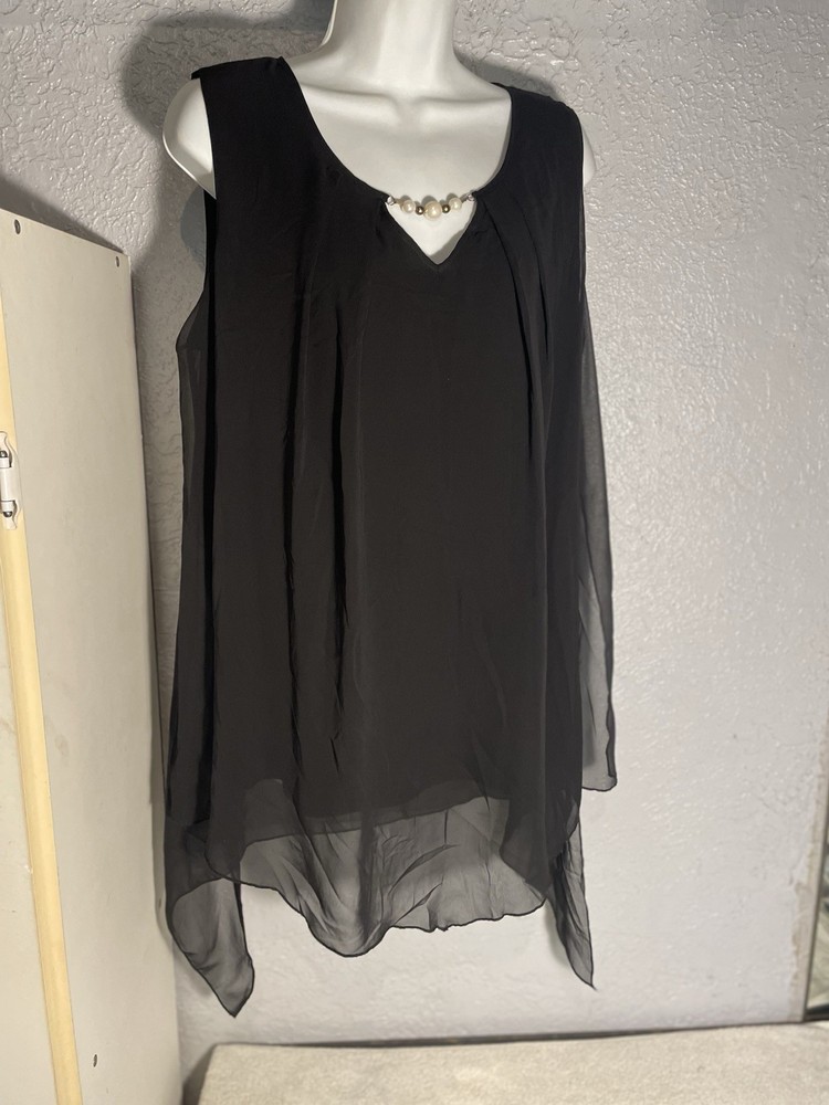 Adele & May Women's Blouse Size XL Black Sleeveless V-Neck Witchy Whimsigoth NEW
