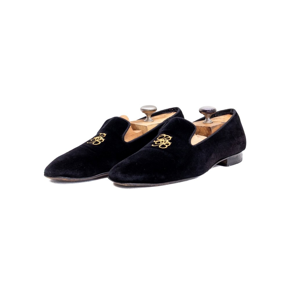 Brooks Brothers x Peal & Co. Black Velvet Smoking Slippers  Size US 10.5 D