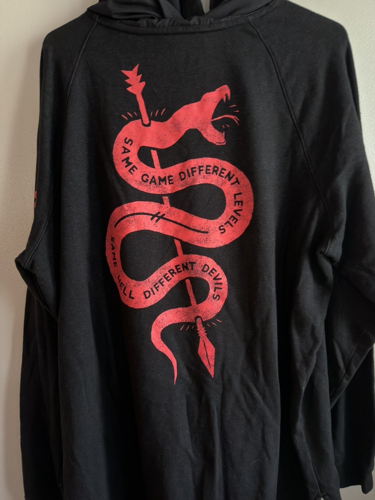 Under Armour Project Rock Men Long Sleeve w/ Hood, red and black, XXL, Unique!