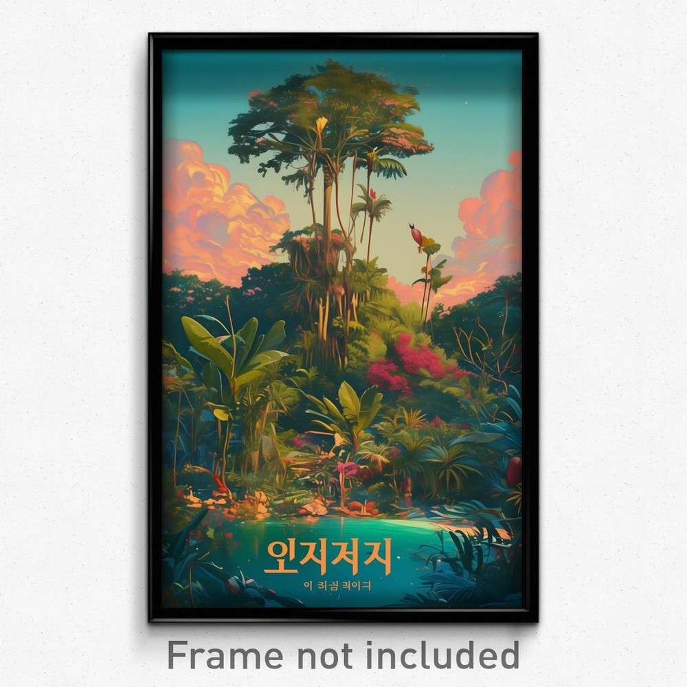 Korean Psychedelic Retro Film Poster - Starry Trees Art Print
