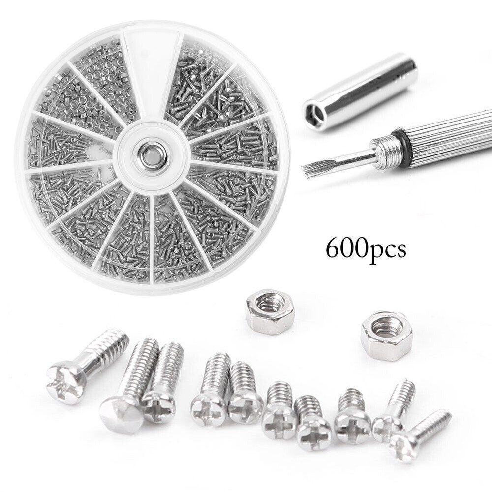 12-Piece Mini Screw Nut Assortment Kit for Electronics - M1 to M2.5 Sizes
