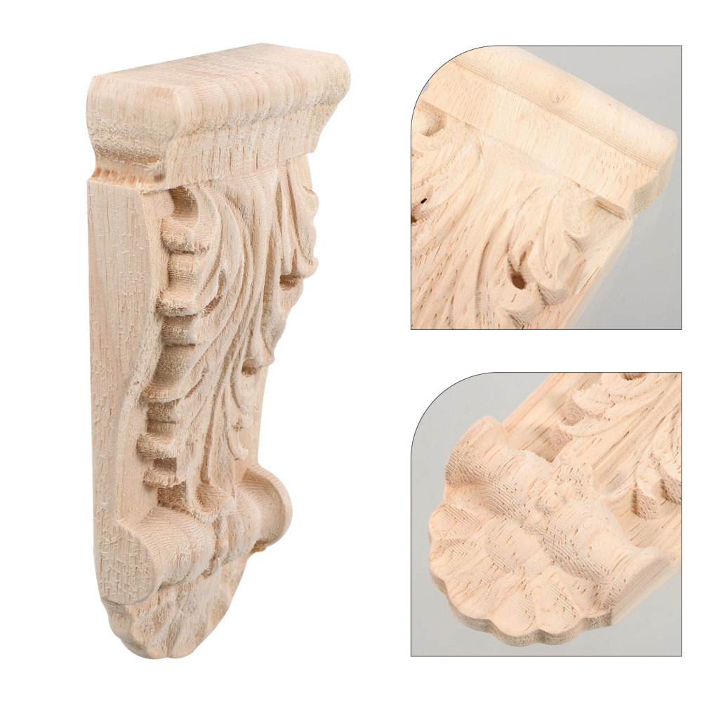 2pcs Wood Corbels Decorative Wooden Corner Moulding Trim Home Living Room
