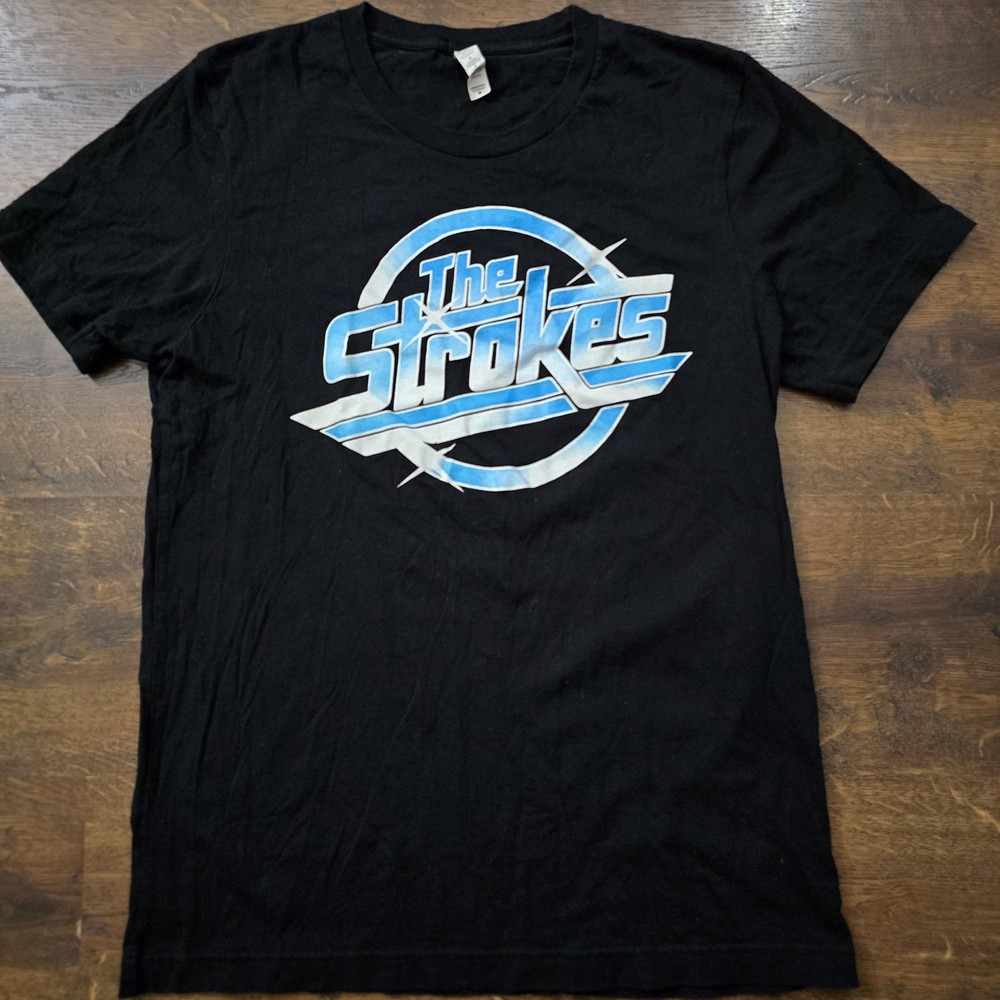 The Strokes Shirt Mens Medium Black Logo Photo Graphic Rock Band T-Shirt Tee