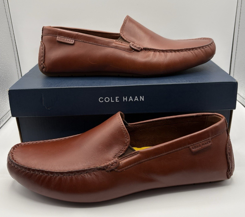 Cole Haan Grand+ Venetian Driving Brown Leather Loafers C38825 Mens Size 9.5 NEW