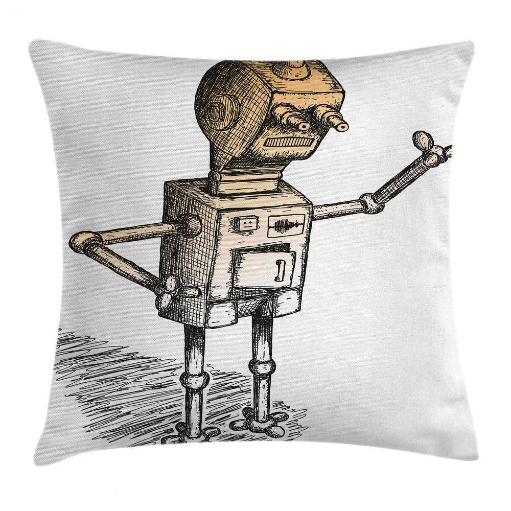 Futuristic Robot Humor Throw Pillow Case 16 Inch Square Cushion Cover