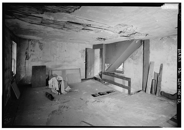 12. Interior, Second Floor, General view from north, showing boxed stairway. -