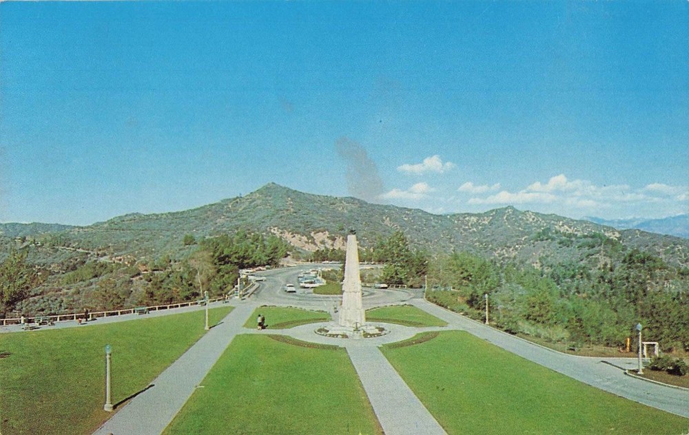 vintage handwritten HOLLYWOOD CALIFORNIA GRIFFITH Park observe postcard 1960s