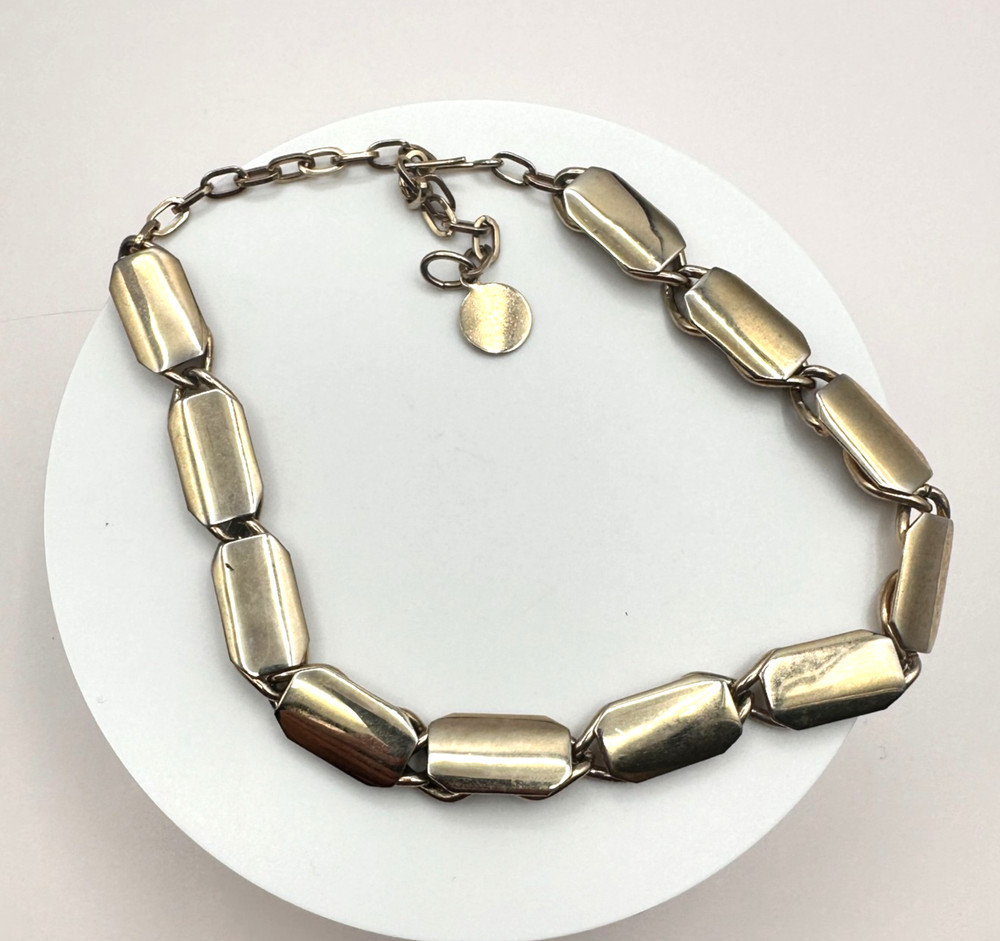 Vintage 90s Chunky Geometric Link Necklace Gold Tone Women's Jewelry