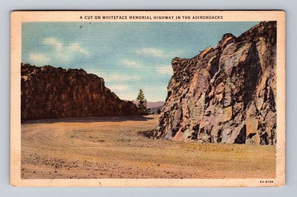 New York NY Adirondacks A Cut On Whiteface Memorial Highway Vintage Postcard