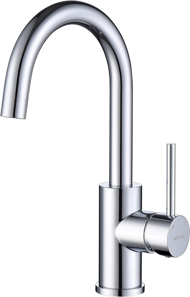 Single Hole Bar Faucet Chrome,  Small Kitchen Sink Faucets with Hot and Cold Sup
