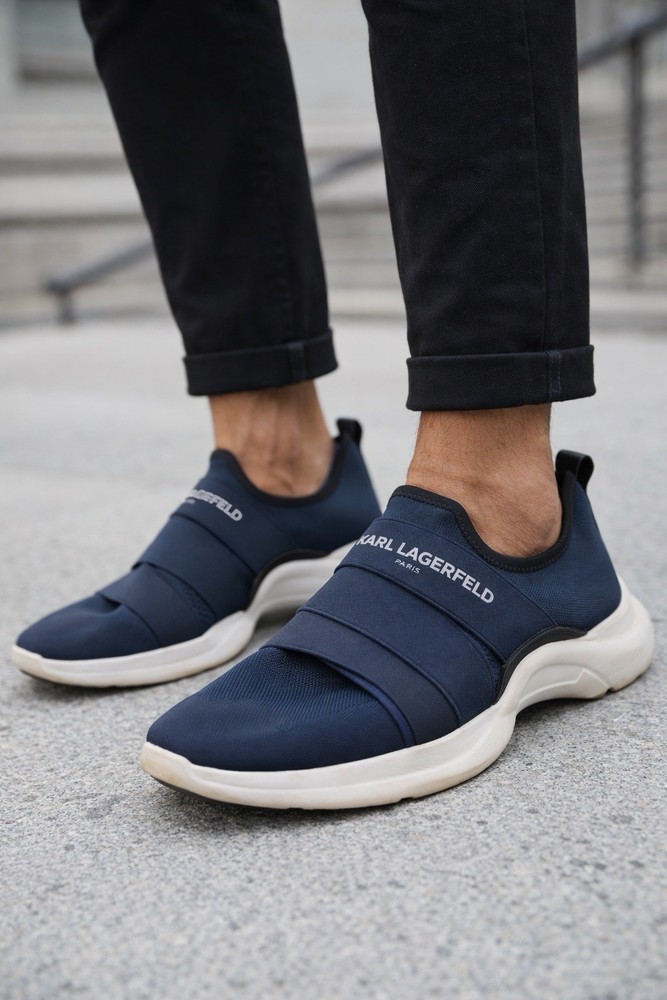Karl Lagerfeld Paris Men’s Slip-On Sneakers – Navy – Size US 10