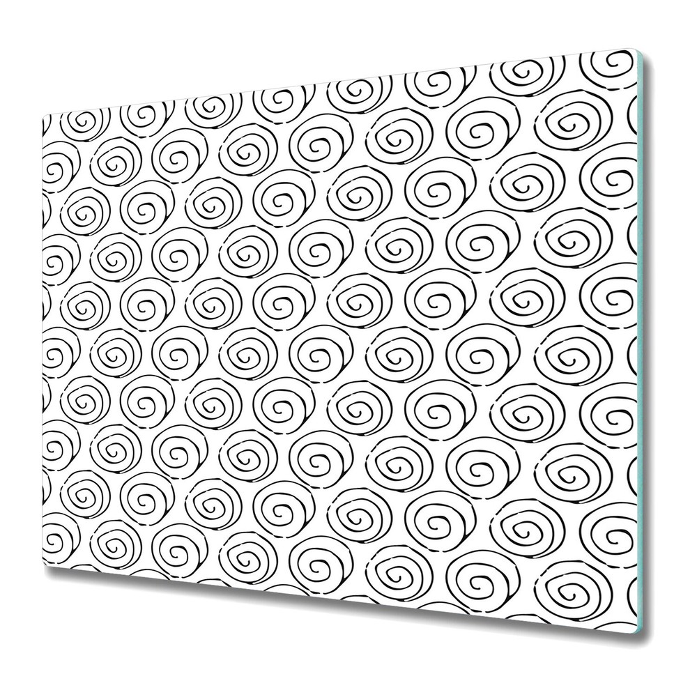 Glass Chopping Cutting Board Squiggly circles black and white simple style 60x52