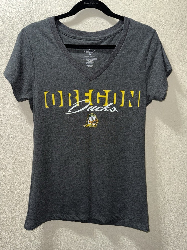 Oregon Ducks Women’s Large Colosseum Heather Gray V-neck