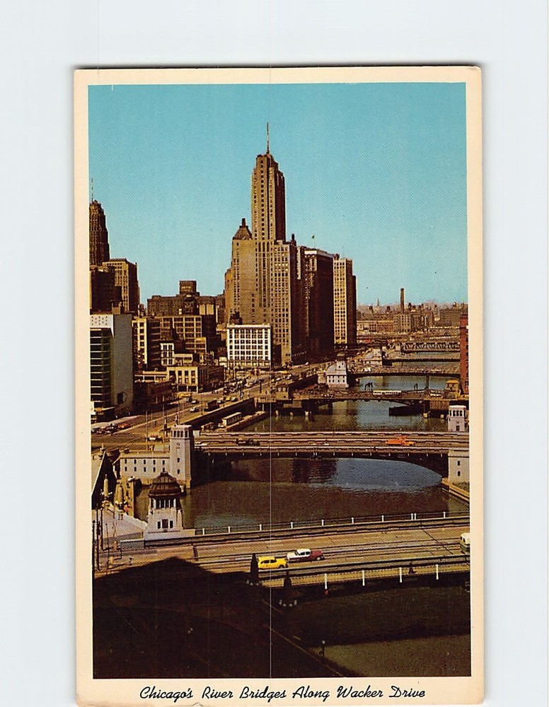 Postcard River Bridges Along Wacker Drive Chicago Illinois USA