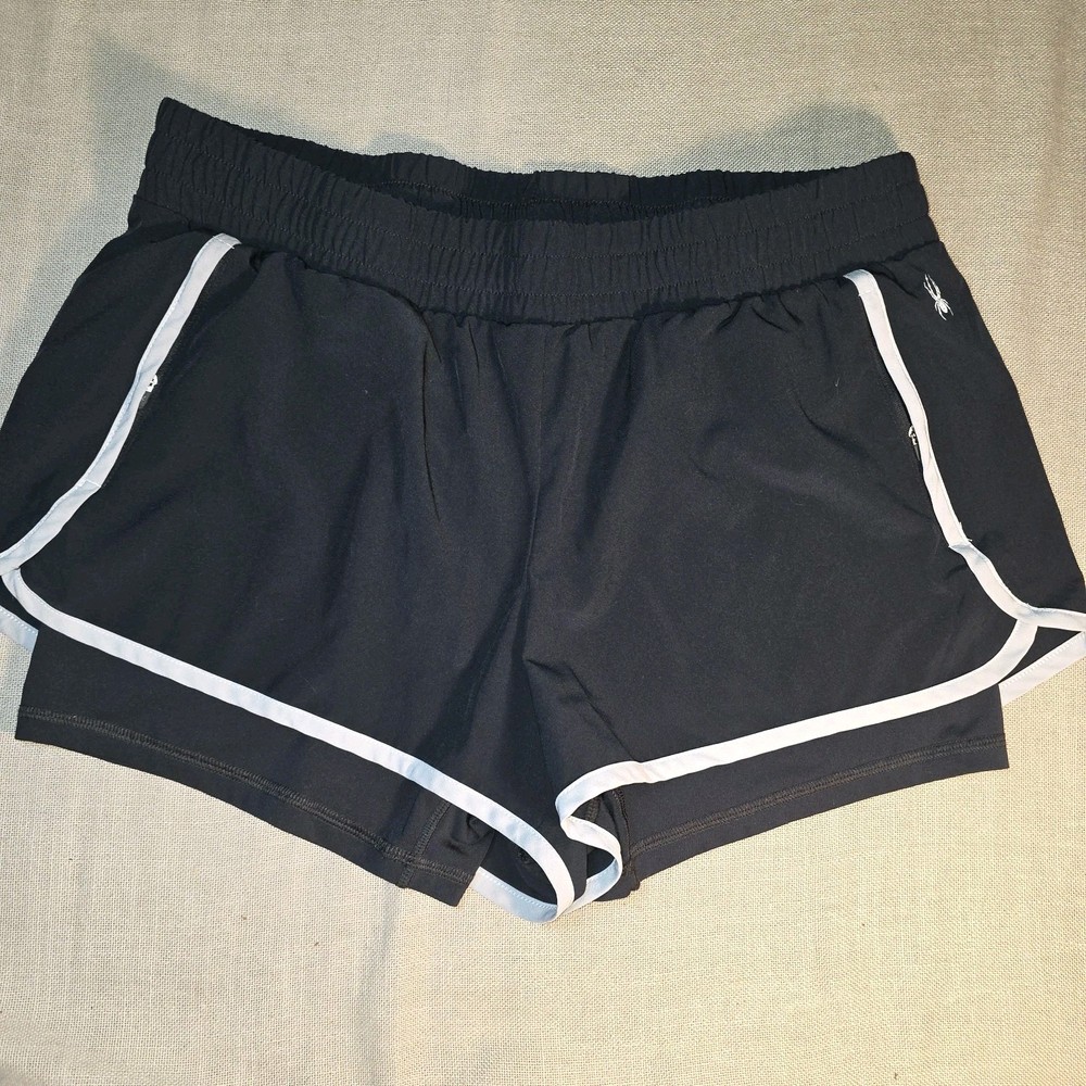 Spyder Active Shorts Adult Womens Large Black Running Athletic Sports