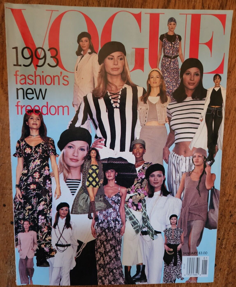 Vogue Magazine January 1993 Models Helena Christensen Karen Mulder NEW FREEDOM