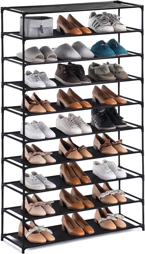 10-Tier Shoe Rack Holds 50 Pairs Space-Saving Storage Shelf Organizer