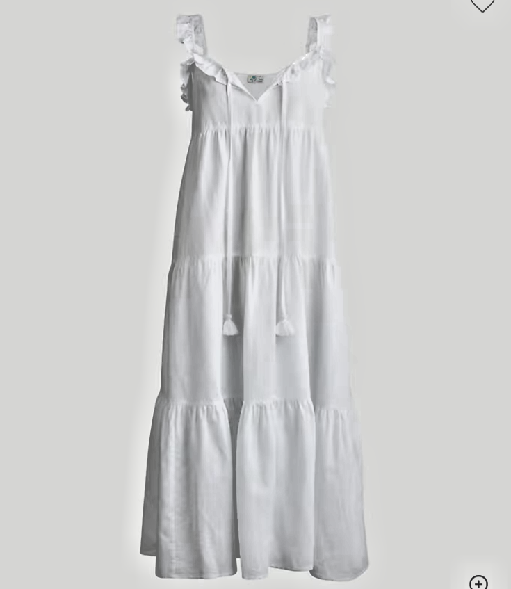 J. Crew White Cotton Linen Tiered Midi Dress Size Medium