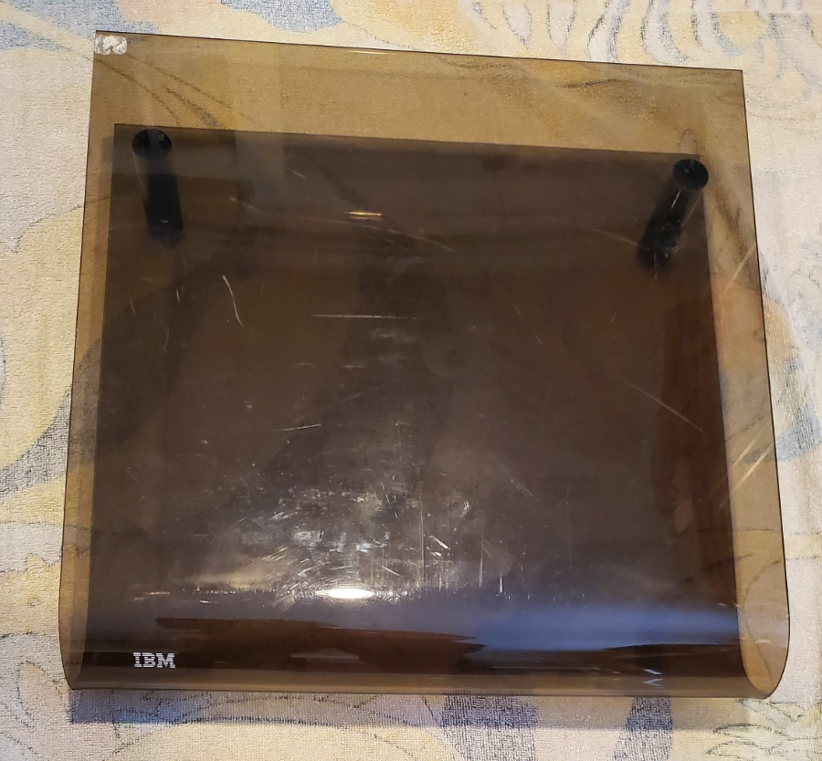 OEM IBM Vintage 1980s Acrylic Smoky Brown Plexiglass Printer Stand 16” x 16”