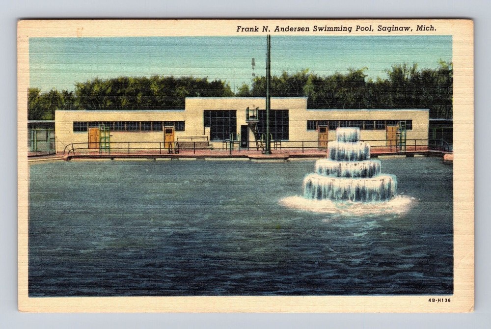 Saginaw MI-Michigan, Frank N Andersen Swimming Pool, Vintage c1950 Postcard