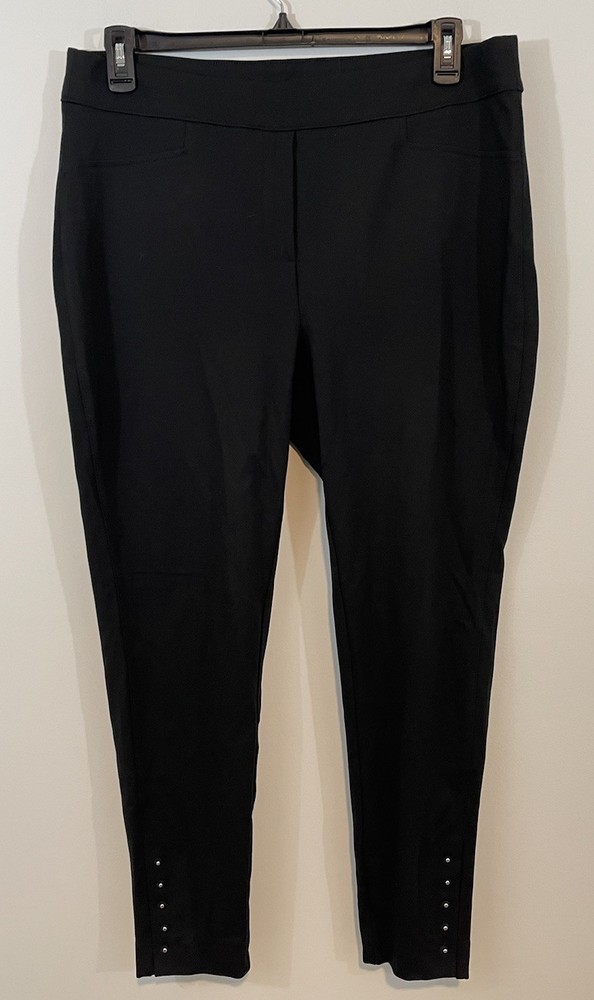Chico's Black leggings Ponte knit sz 3 womens XL 16 pull on Rivet Stud ankle