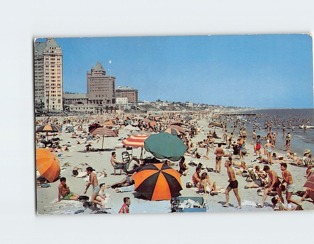 Postcard Beach Scene Long Beach California USA