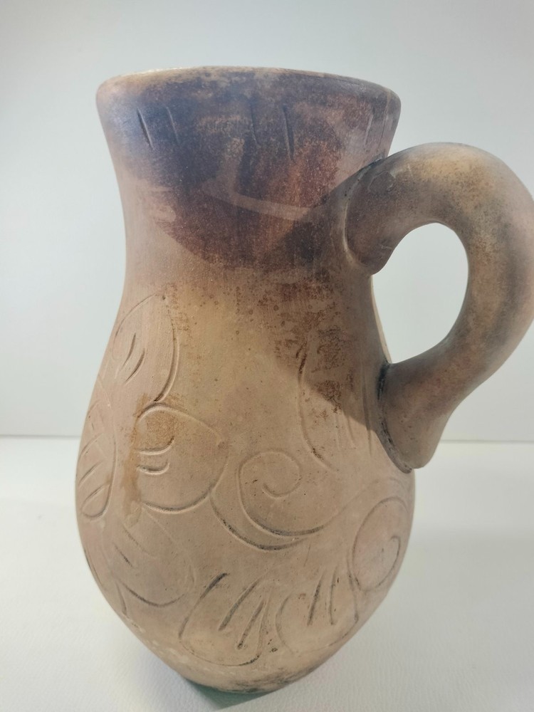 Ukrainian vintage milk jug handmade natural clay 1970s