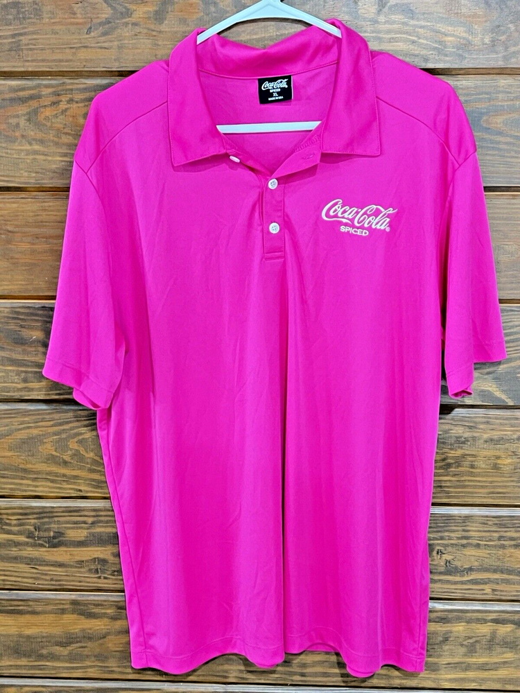 Coca Cola Spice Men's Purple Pink Embroidered Golf Polo - Size XL