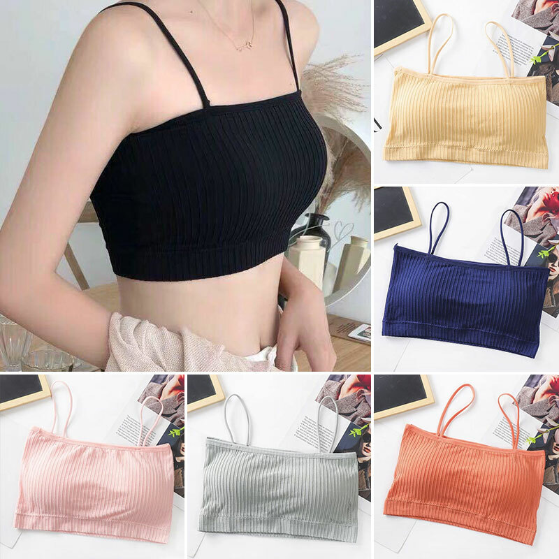 Wire-Free Stretch Padded Cami Bra Vest for Women